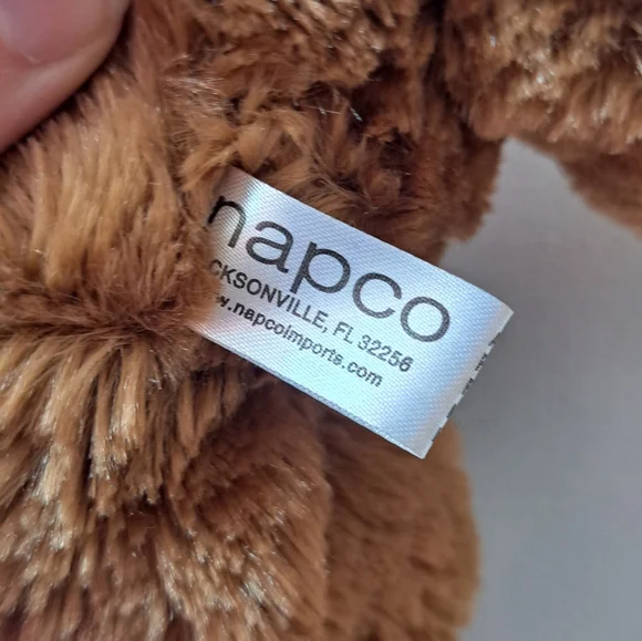 Napco Vintage Cozy Brown Stuffed Bear with Burgundy Ribbon - Picture 6 of 8